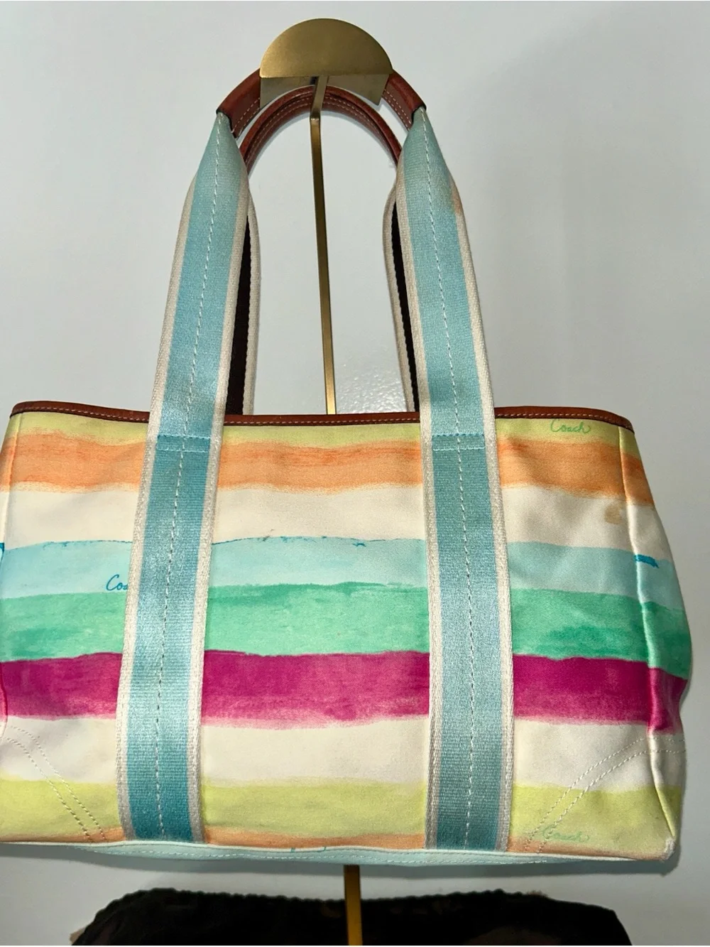 Coach Hamptons Watercolor Paste Stripes Tote.  Released in 2006